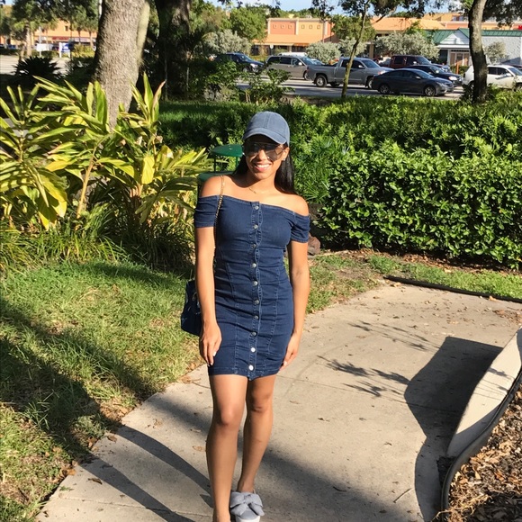 Missguided Dresses & Skirts - Off the shoulder Denim dress
